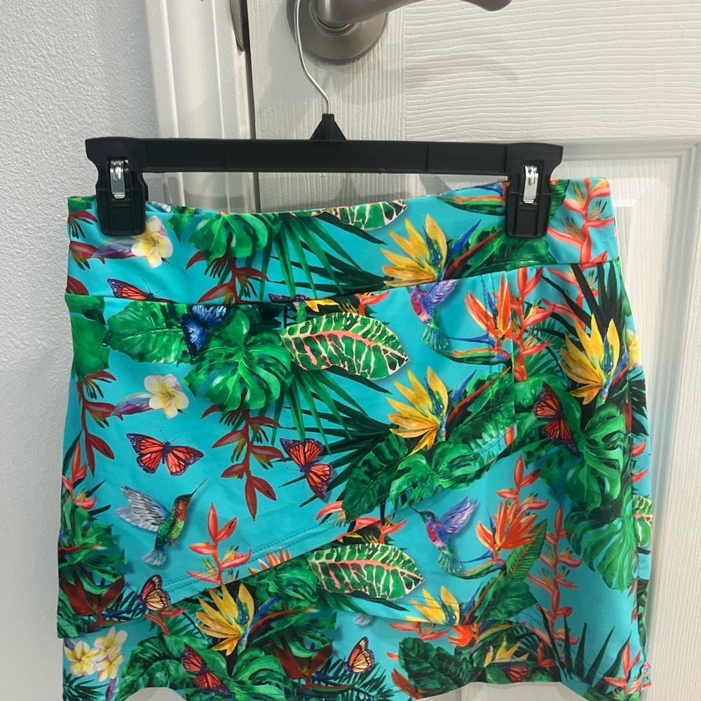 Tzu Tzu Blue Asymmetrical Wrap Mini Skirt Resort Wear